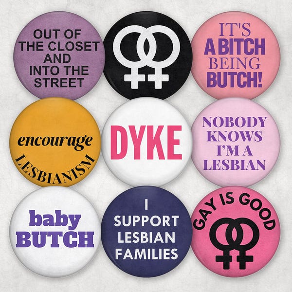 Lesbian Pride Pinback Buttons | Vintage Inspired Lesbian Badges #2