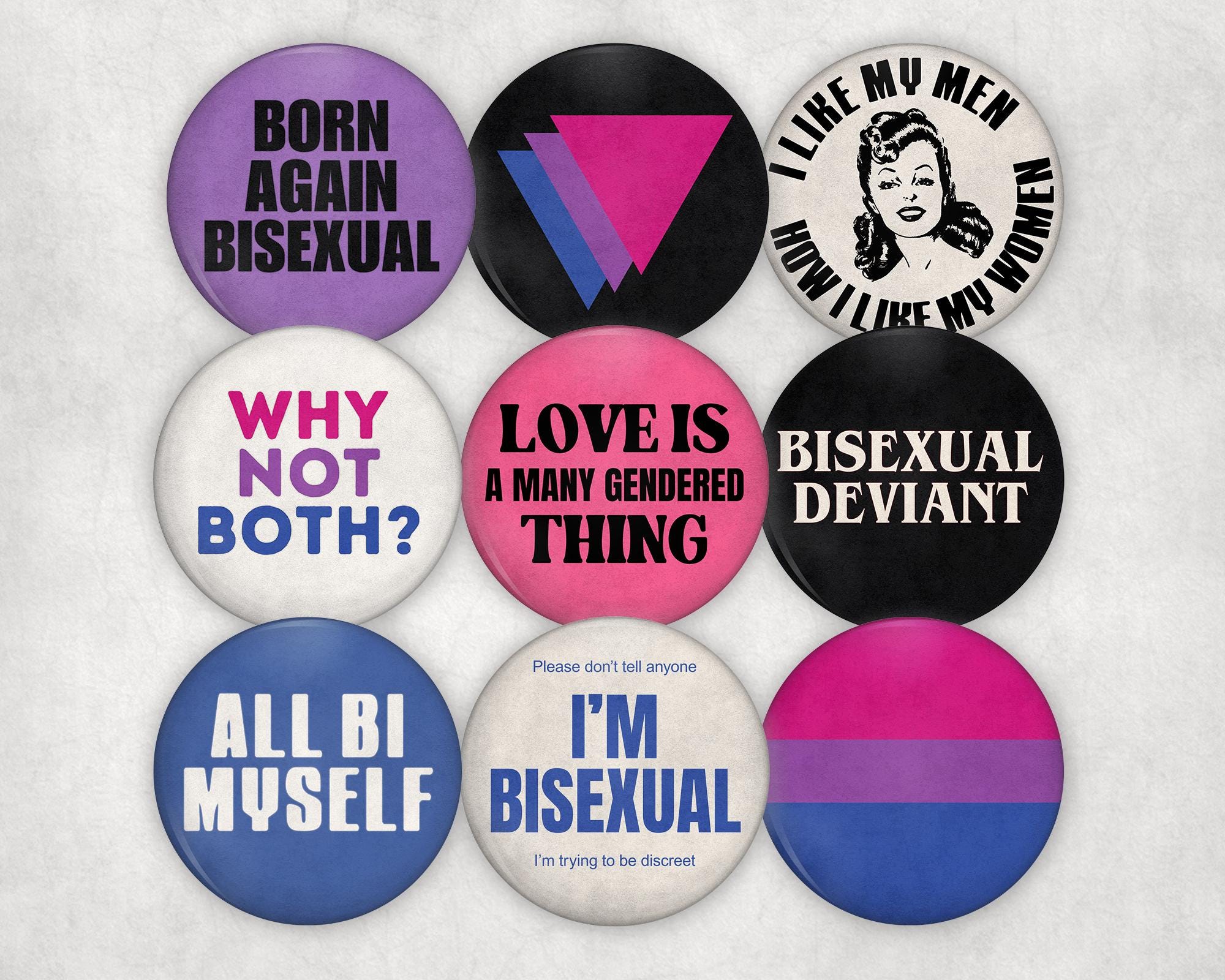 Bi Buttons Design Vintage Inspired Bisexual Pride Buttons | Retro Bi Pride Badges - Etsy