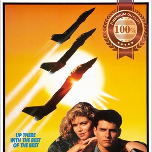 Póster premium impermeable y resistente al desgarro de Top Gun, película clásica original de los años 80 de 1986, impresión artística de película de cine original