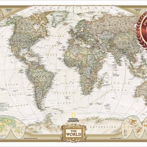 Carte politique du monde, affiche indéchirable, carte de l'atlas détaillée, diagramme mural Giuld, impression étanche haut de gamme