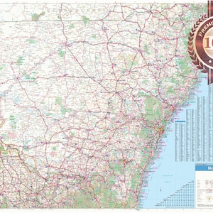 Poster Hema de la carte détaillée de la Nouvelle-Galles du Sud NSW Aus Australian Roads Premium imperméable, résistant à la déchirure - Diagramme mural Atlas Impression artistique