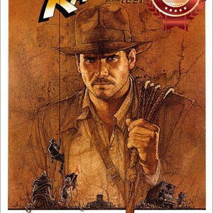 Póster impermeable y resistente al desgarro de primera calidad de Indiana Jones: En busca del arca perdida, película clásica original de 1981 y años 80, impresión artística de película de cine original