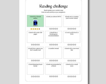 Reading Challenge Tracker – 12 Prompts | Druckbarer Leseplan für Buchliebhaber | Digitales PDF