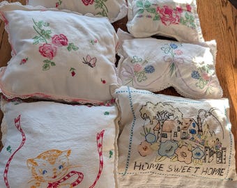 embroidery, pillow, vintage