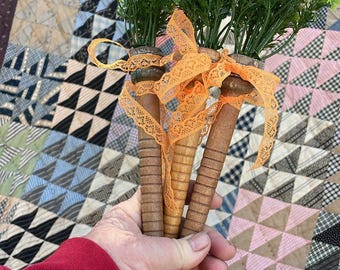 Carrots made of wooden spindle from North Carolina Cannon Textile Mills