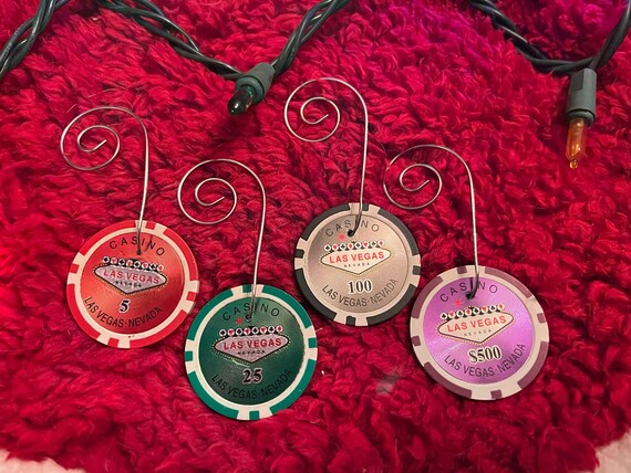 Las Vegas Poker Chip Christmas Tree Ornament Set Red Green - Etsy