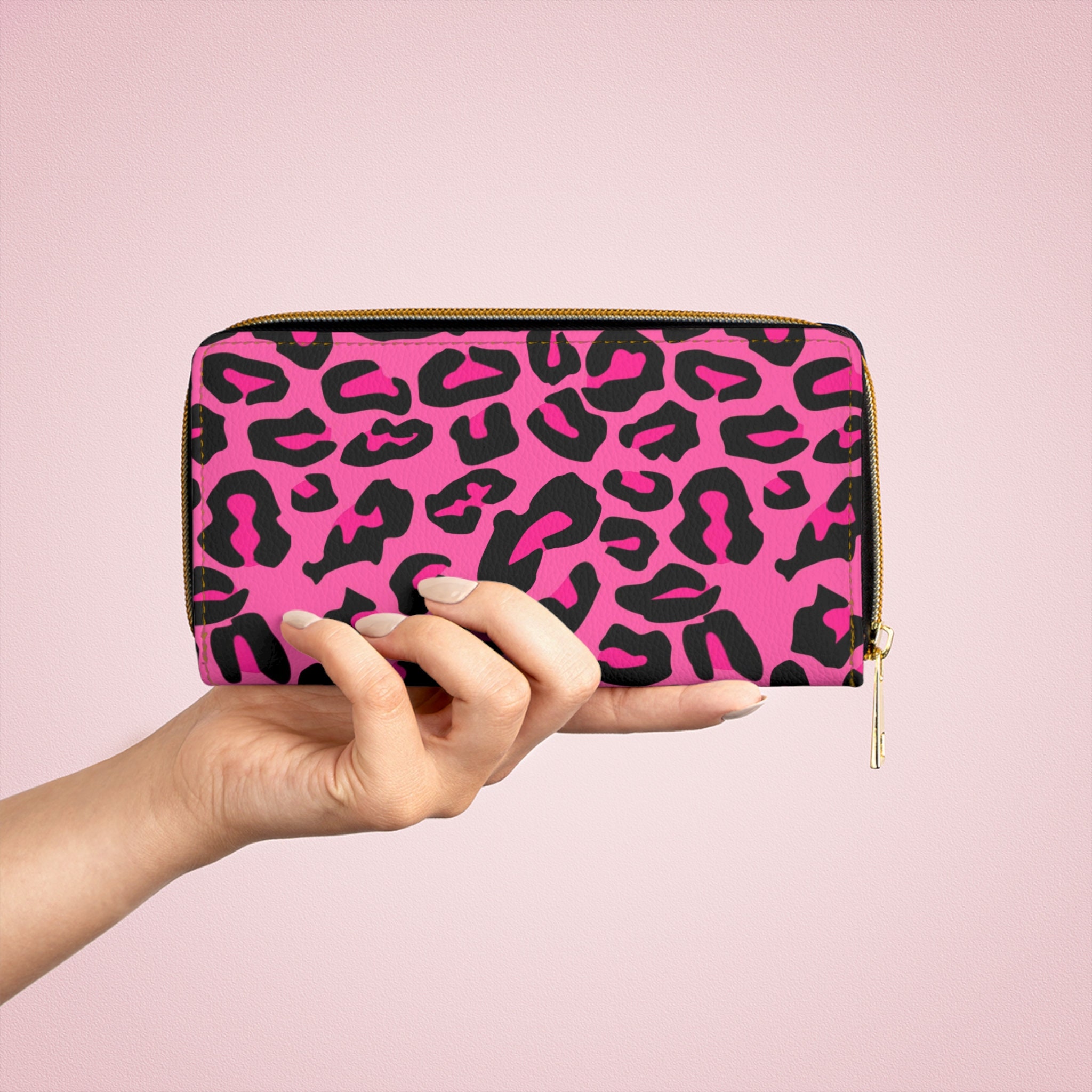 [Margesherwood ] /☆HEART ZIPPER WALLET/ pink leopard suede Margesherwood ] /☆HEART ZIPPER WALLET/ pink leopard suede