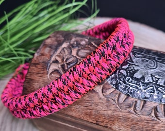 Hundehalsband 31,5cm aus Paracord, Halsband, pink, schwarz