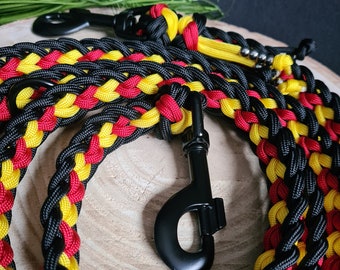 Hundeleine aus Paracord, 2,15m lang, verstellbar in schwarz, rot, gelb