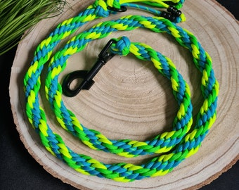 Leine "Haily", Paracord, 1,15m lang, ohne Handschlaufe in blau, grün und gelb