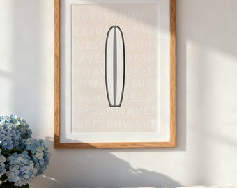 Surf Wall Art Digital Download | Surfboard Print | Beach House Wall Art | Surf Nursery Decor | Coastal Digital Print