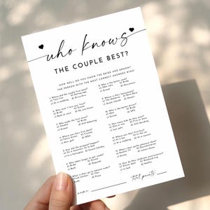 Wer kennt das Paar am besten, personalisierte Paare Trivia Spiel, Brautparty Spiele, Hochzeit, Verlobung, Party Spiele, lustige Hochzeitstischspiele