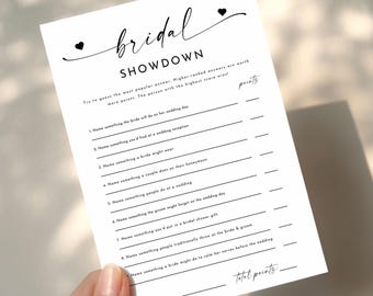 Bridal Showdown Game, Printable Bridal Shower Games, Editable Bridal Shower Activity, Fun Wedding Shower Games, Bachelorette Party Games