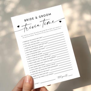 Bride and Groom Trivia Game, Personalized Couples Trivia Game, Bridal Shower Games, Wedding Engagement Party Games, Fun Wedding Table Games