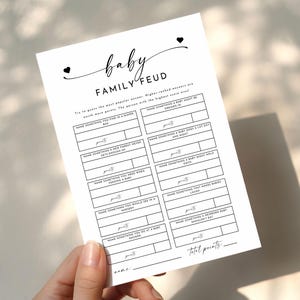 Baby Family Feud Game, Printable Baby Shower Games, Editable Template, Fun Family Activity, Baby Shower Games Ideas, Instant Download