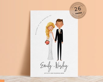 Kids Wedding Activity Book, Printable Wedding Activity and Coloring Book For Kids, Kids Wedding Table Games, Customisable Cover - CALM