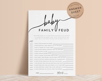 Baby Family Feud, Baby Shower Family Feud Game, Printable Family Feud Games, Editable Family Feud Template, Baby Shower Feud Game - COOL