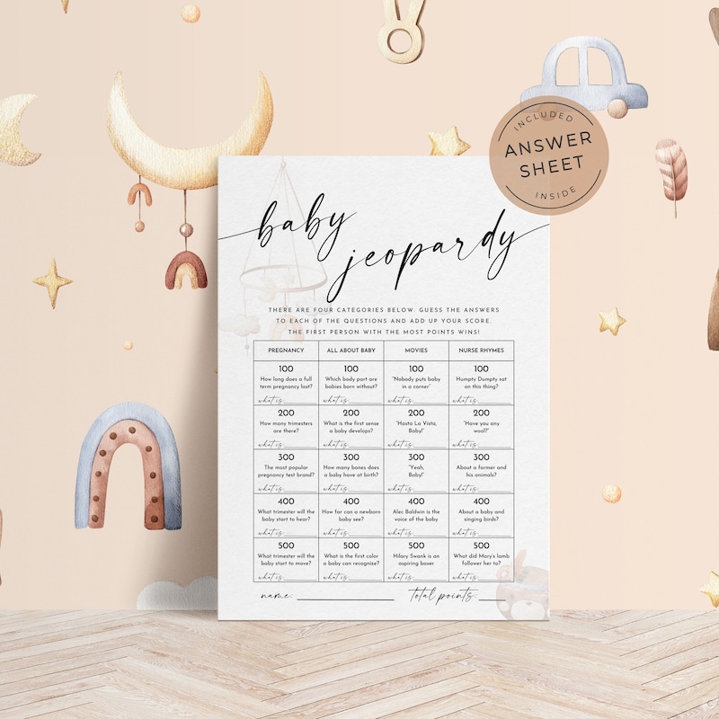 Baby Shower Jeopardy Etsy