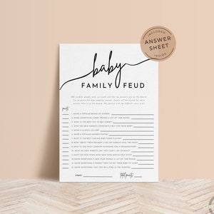 Baby Family Feud, Baby Shower Family Feud Game, Printable Family Feud Games, Editable Family Feud Template, Baby Shower Feud Game - COOL