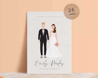 Kids Wedding Activity Book, Printable Wedding Activity and Coloring Book For Kids, Kids Wedding Table Games, Customisable Cover - CHIC