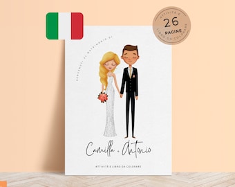 Libro de actividades para niños sobre bodas italianas, libro para colorear e imprimir sobre bodas, juegos para niños sobre bodas, cubierta personalizable - CALM