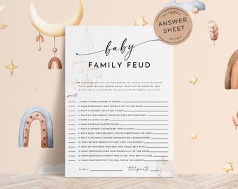 Disputa familiar para bebés, Juego de disputa familiar para baby shower, Juegos de disputa familiar imprimibles, Plantilla editable de disputa familiar, Juego de disputa familiar para baby shower - COZY
