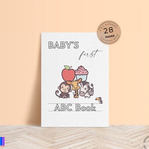 Baby ABC Coloring Book, Baby&#39;s First ABC Book, Printable Baby Shower Alphabet Coloring Book, Baby Shower Games, Customisable Cover - COZY