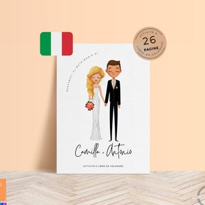 Libro de actividades para niños sobre bodas italianas, libro para colorear e imprimir sobre bodas, juegos para niños sobre bodas, cubierta personalizable - CALM
