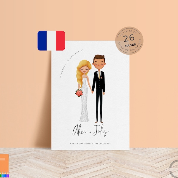 FRENCH Livre d'activités de mariage pour enfants, activité de mariage imprimable et livre de coloriage pour les enfants - CALM