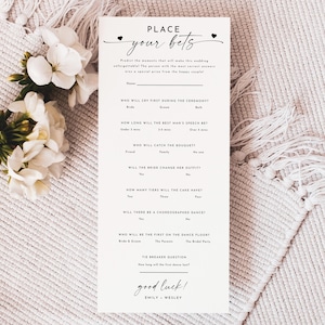 Wedding Prop Bet Card, Betting On Love Game, Editable Template for Fun Reception, Bridal Shower, Engagement Party, Printable Place Your Bets