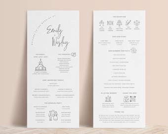 Programa y cronograma de bodas en infografía, programa del día de la boda, programa infográfico, cronograma del programa de bodas, programa de bodas único - CALM
