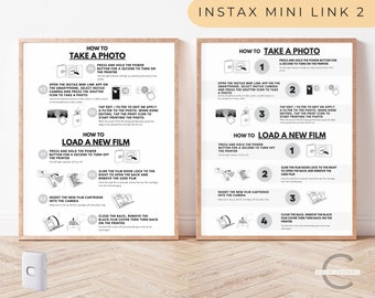 Instax Mini Link 2 Printer All-In-One Instructions Sign, Instax Mini Link 2 Printer Instructions, How To Take A Photo, How To Load A Film