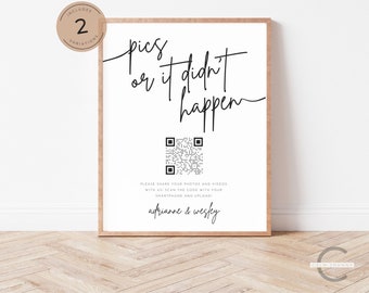 Pics Or It Didn't Happen QR Code Sign, Editable Can't Wait To See What Develops QR Code Sign, Printable Wedding Photo and Video QR Code Sign