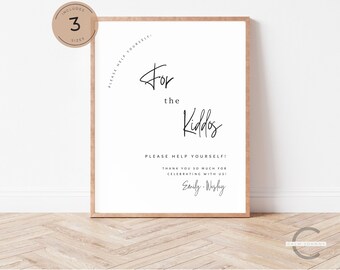 For The Kiddos Sign Template, Editable Wedding Kids Table Sign, Printable Kids Wedding Activities Table Sign, Kids Favors Sign - CALM