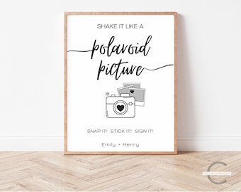 Shake It Like A Polaroid Picture Sign, Modern Photo Guestbook Wedding Signage, Editable Photo Guest Book Sign Template, Digital Download