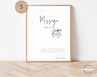 Message In A Bottle Sign Template, Editable Wedding Advice Sign, Printable Modern Message In A Bottle Guest Book Sign, Reception Sign - CALM
