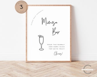 Modèle de plaque de bar mimosa, panneau de bar mimosa de mariage modifiable, panneau de bar mimosa shower de mariée moderne, panneau de bar mimosa baby shower - calme