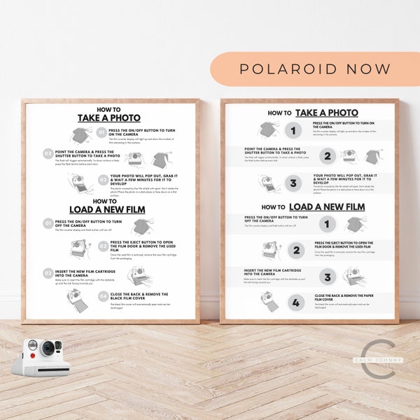 Polaroid Now i-Typ Kamera All-In-One Anleitung Schild, Polaroid Now i-Typ Anleitung, Fotoaufnahme, Film einlegen