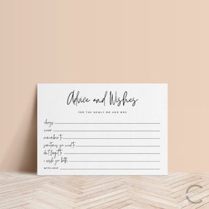 Carte de conseils de mariage et carte de voeux, carte de conseils et de voeux modifiables pour les jeunes mariés, carte imprimable jeux de enterrement de vie de jeune fille