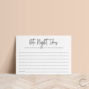 Moderne Date Night Ideen Karte, bearbeitbare Date Night Ideen Karte für die Braut & Bräutigam, druckbare Brautparty Date Night Kartenvorlage