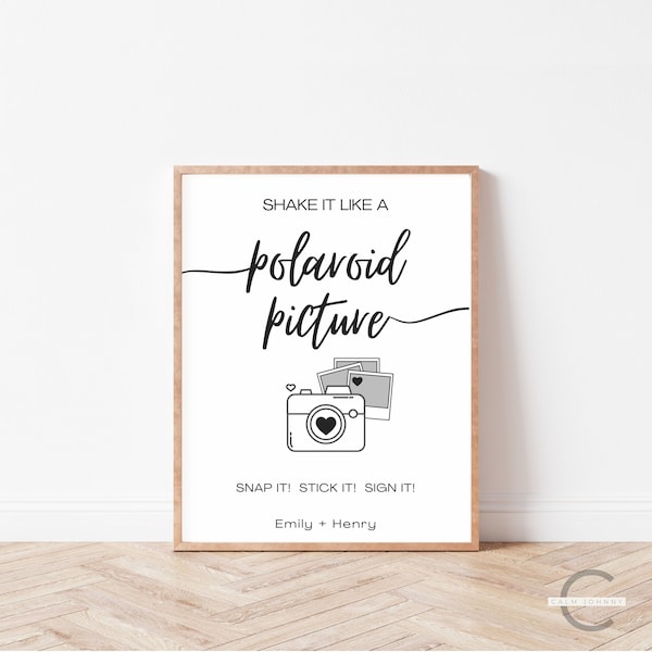 Shake It Like A Polaroid Picture Sign, Modern Photo Guestbook Wedding Signage, Editable Photo Guest Book Sign Template, Digital Download