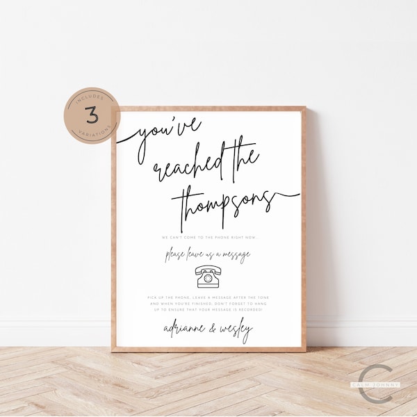 Audio Guestbook Sign Template, Editable Telephone Guestbook Sign, Modern Wedding Audio Booth Sign, Voicemail Guest Book Sign, 3 Set Bundle