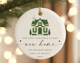 Personalized First New Home Ornament, Couple 1st Xmas New Home Bauble, Custom Housewarming Keepsake, Christmas Gift for New Homeowners