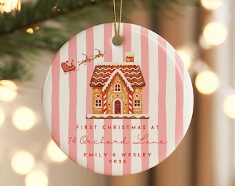 Personalized First New Home Ornament, Couple 1st Xmas New Home Bauble, Custom Housewarming Keepsake, Christmas, Gift for New Homeowners