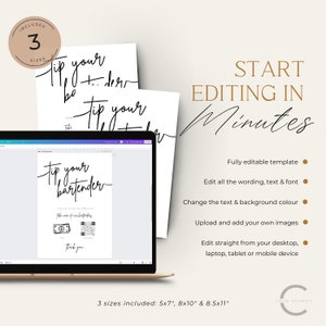 Tip Your Bartender Sign Template, Editable Feeling Tipsy Sign, Modern ...