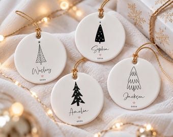 Personalized Christmas Name Tree Ornament, Custom Kids Name Keepsake Gift, New Baby Ornament, Kids 1st Xmas Bauble, Winter Wedding Favours