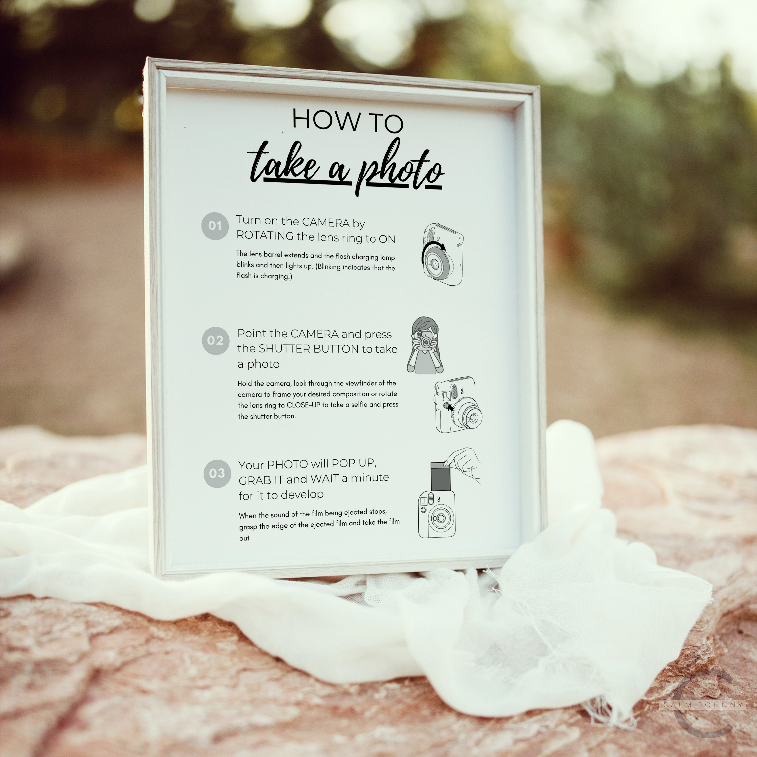 V Photo Instructions Instax Mini 12 Camera How to Take A Photo Instruction Sign, Editable ...