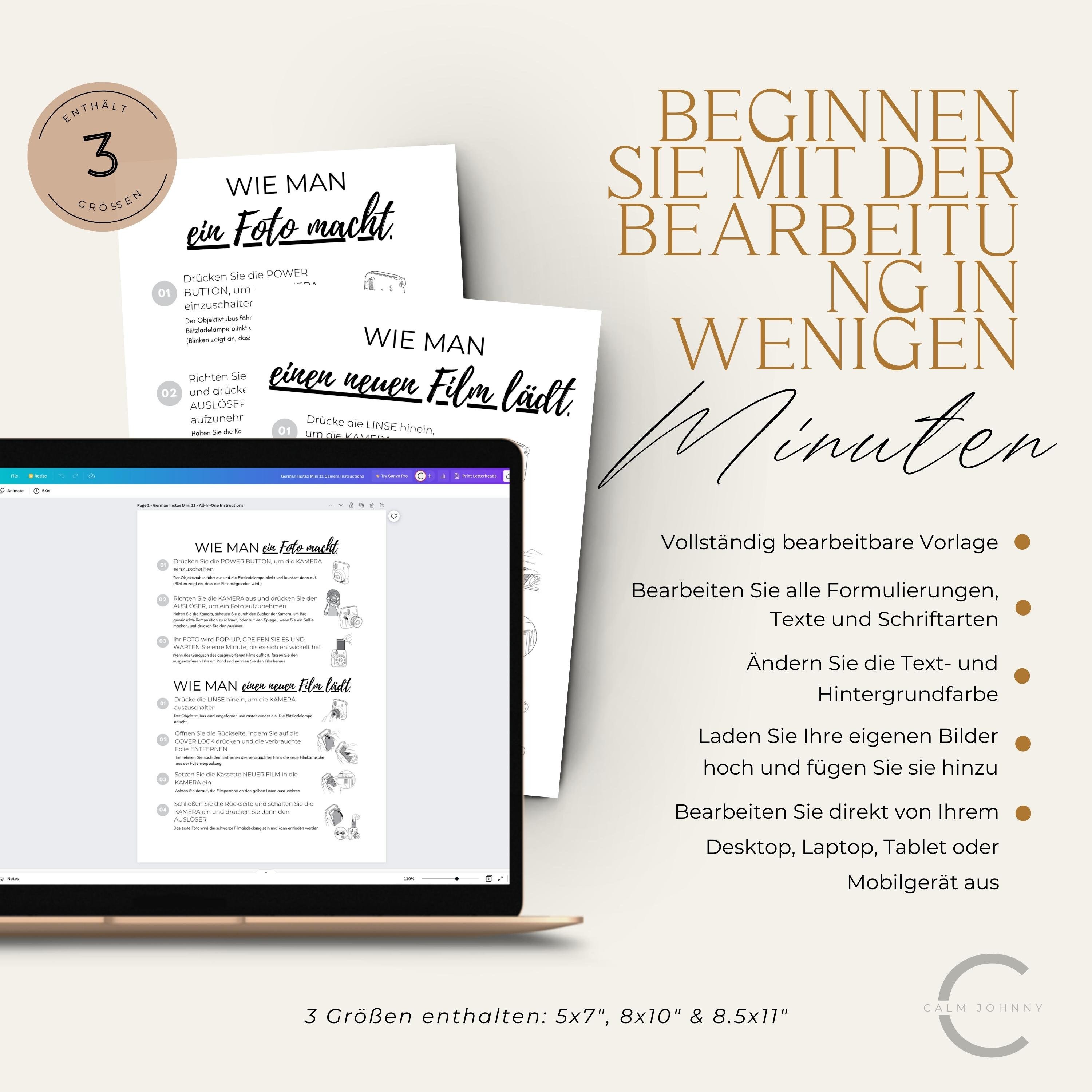 Deutsche Instax Mini 11 Anleitung - Etsy