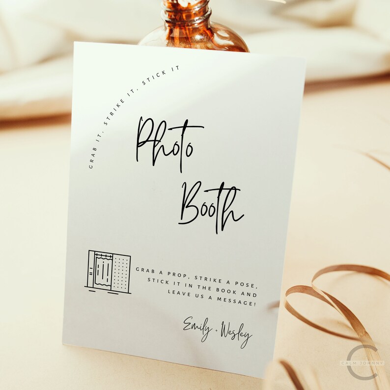 Photo Booth Sign Template, Editable Wedding Photo Booth Sign, Printable ...