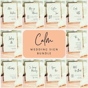 Wedding Signs Bundle, 30 Editable Wedding Reception Sign Bundle, Printable Wedding Signage Bundle, Reception Signage Bundle - CALM